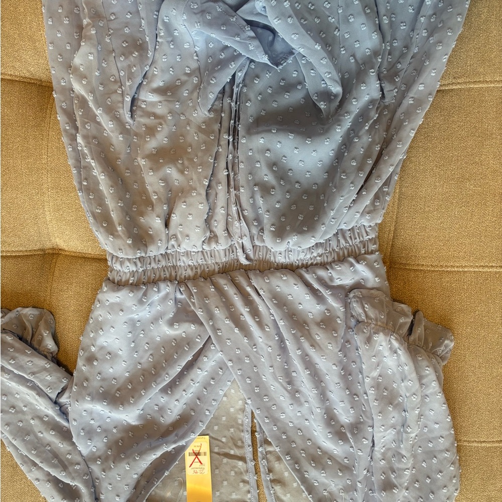 Trixxi Light Blue Textured Jumpsuit
